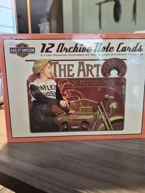 Harley-Davidson Retro Archive Note Cards with Orange and Red Accents